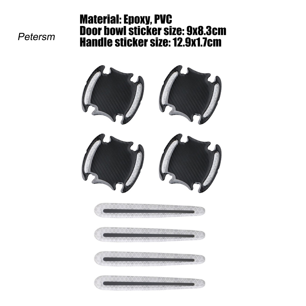 Bộ 8 Miếng Dán Tay Nắm Cửa Xe Hơi Bằng Epoxy Phản Quang 3D Độc Đáo Tiện Dụng