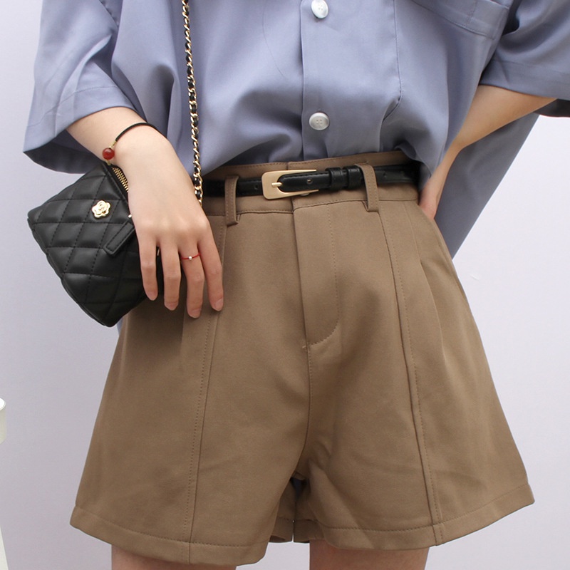 Bộ đồ phong cách retro trẻ trung Hàn Quốc Quần jean đơn giản và đa năng Quần âu Thắt lưng da Thắt lưng mỏng