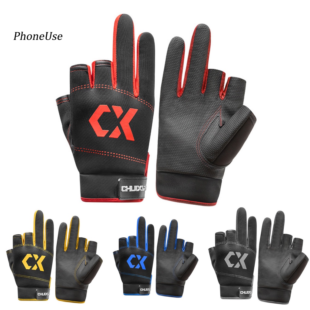 Găng Tay Nửa Ngón Bằng PU Chống Nước Chống Trượt Dùng Câu Cá Ngoài Trời