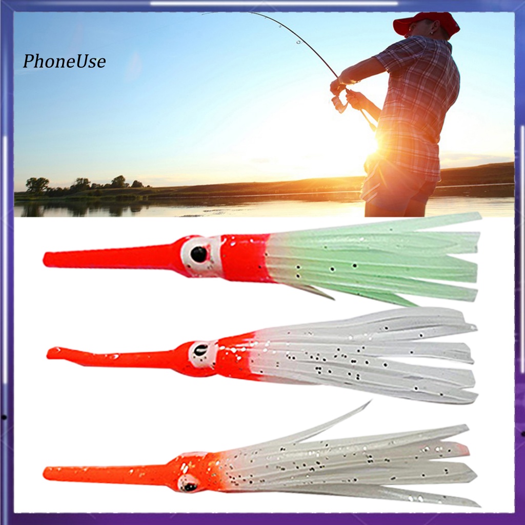 Mồi Câu Cá Giả Hình Mực Phát Sáng Bằng PU Mắt To 9cm