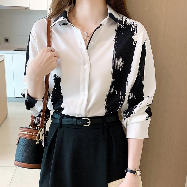 Áo Sơ Mi Chiffon Dài Tay Dáng Rộng Phong Cách Mới Xuân 2023 Cho Nữ