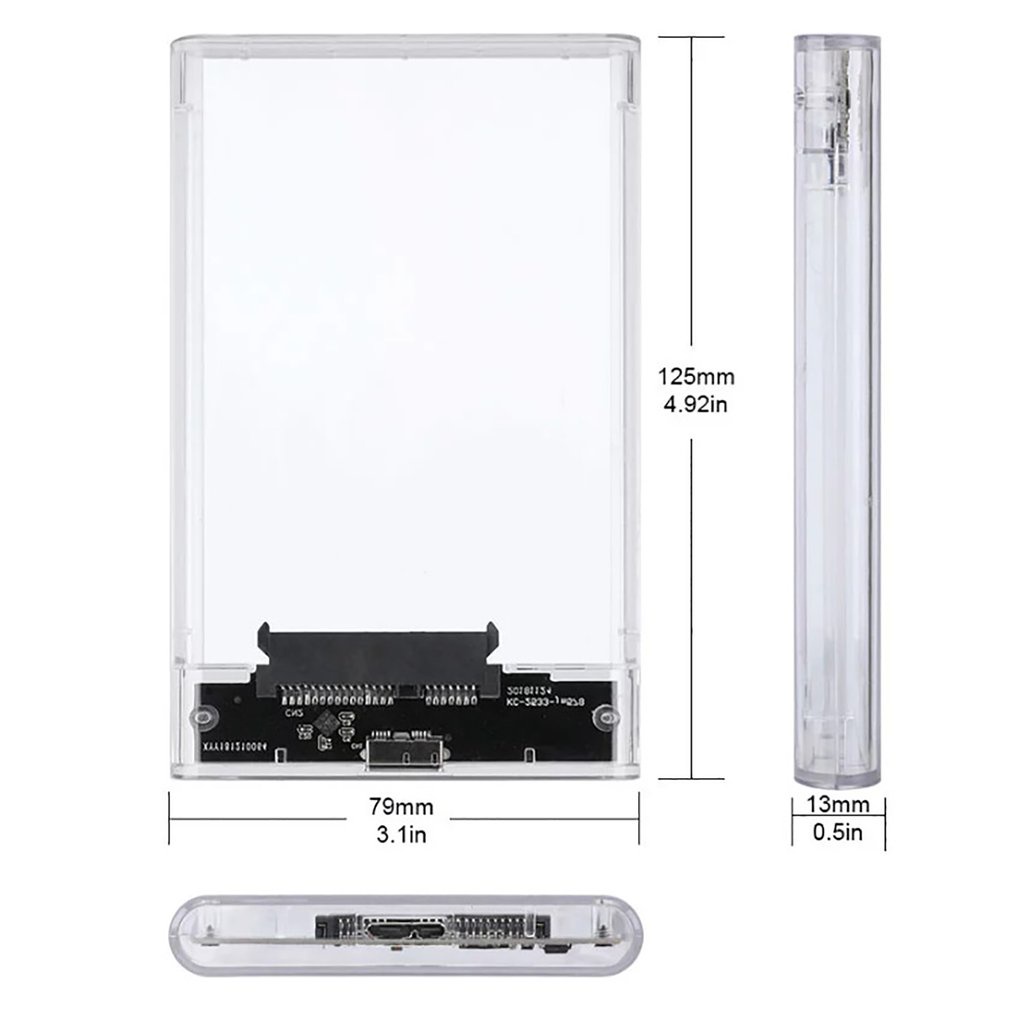 2.5 Inch Hard Disk Box Hdd Ssd Shell Boxes Usb 3.0 Sata Serial Port Transparent External Drive Case [Q/10]