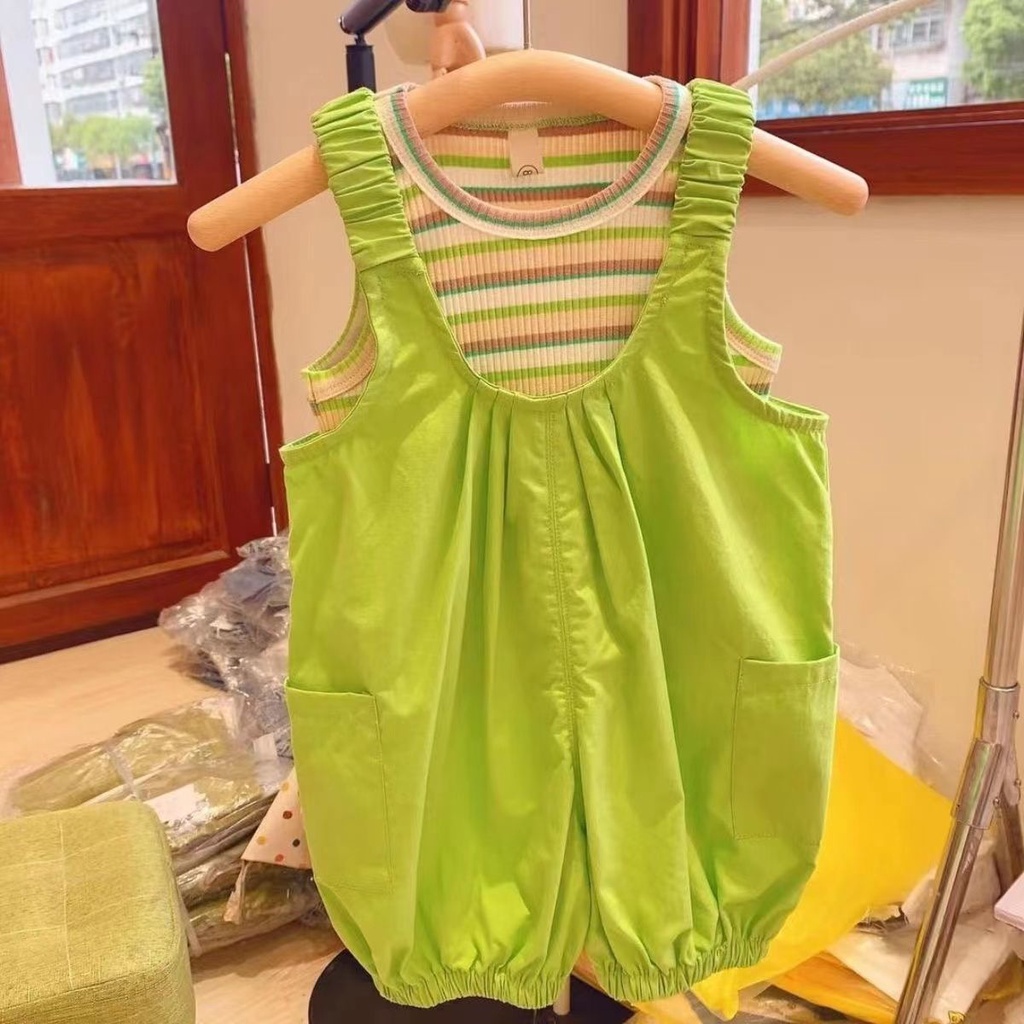 Áo Liền Quần Cotton Không Tay Phong Cách Nhật Bản Thời Trang Mùa Hè Hàng Mới 2023 Dành Cho Bé Trai Bé Gái