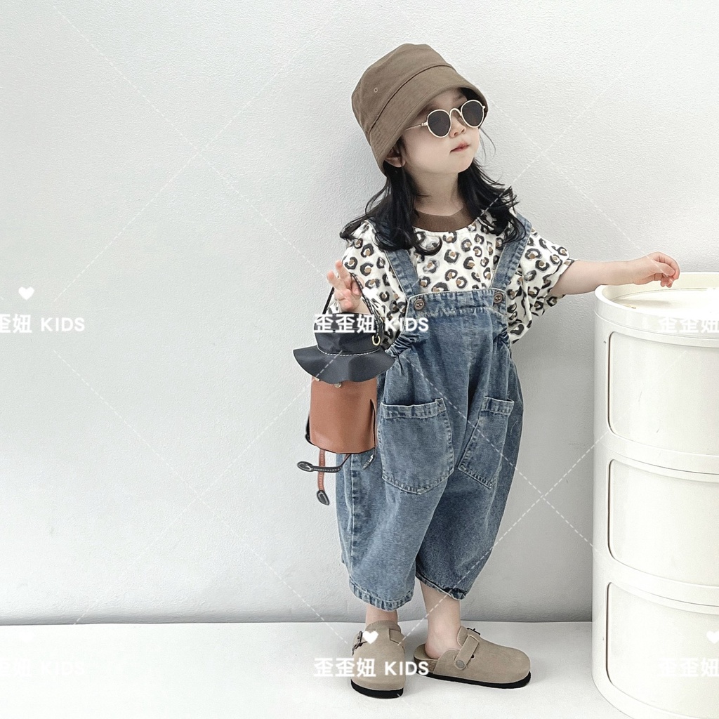 Quần Yếm Denim Dáng Rộng Phong Cách Hàn Quốc Thời Trang Mùa Hè Mới 2023 Dành Cho Bé Trai Gái