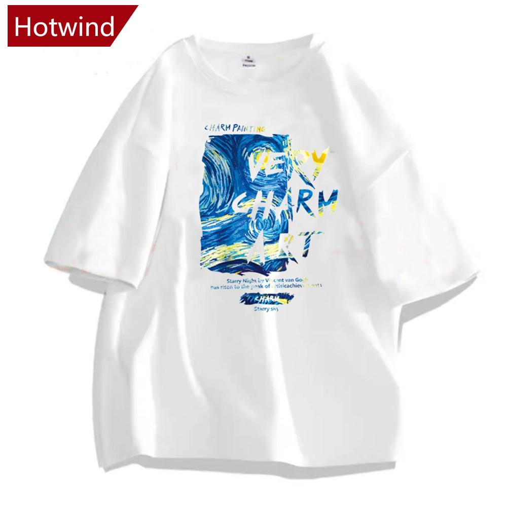 Áo Thun Cotton Dáng Rộng Mềm Mại Thoáng Khí Tay Ngắn In Hình Thời Trang Mùa Hè Dành Cho Nam R6W2