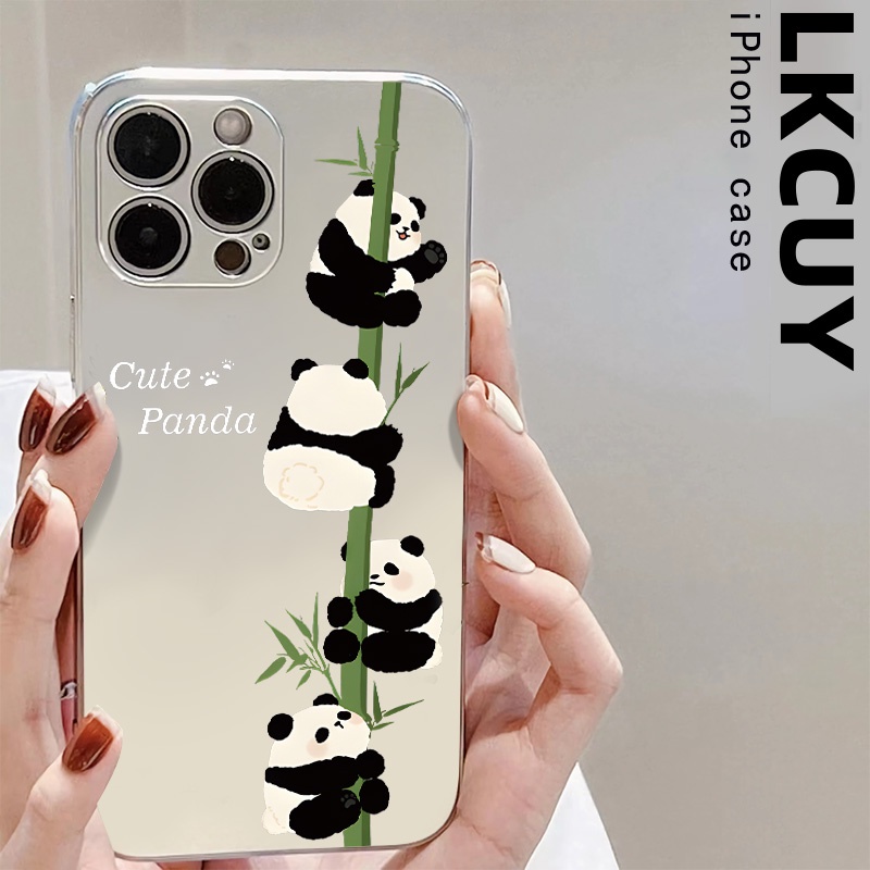 Ốp Điện Thoại TPU Silicon Mềm Mạ Điện Hình Gấu Trúc Chống Sốc Cho IPhone 14 13 12 Pro Max 11 XS XR X 8 + 7 6S Plus