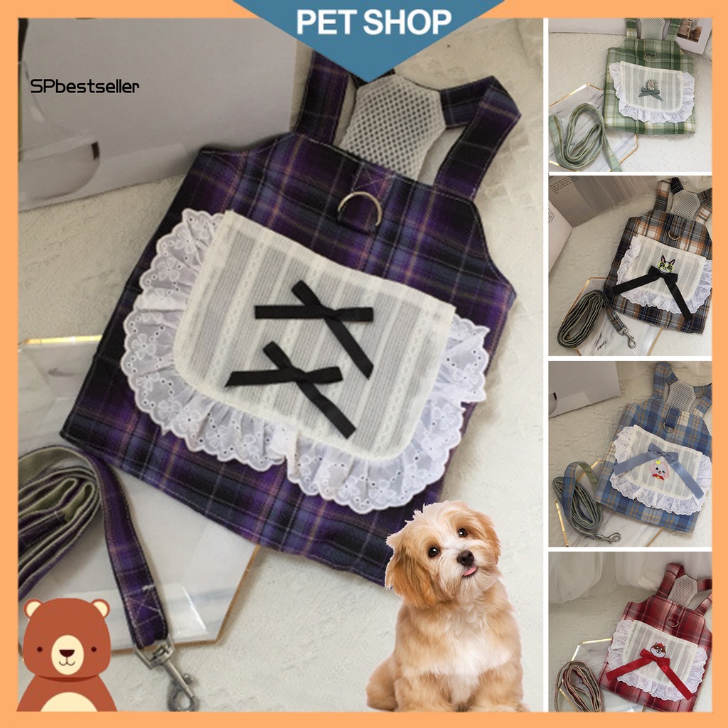 Spbestsellkr Bộ Dây Dắt Thú Cưng Đi Dạo In Hoa Có Túi Trước Ngực Trang Trí Nơ