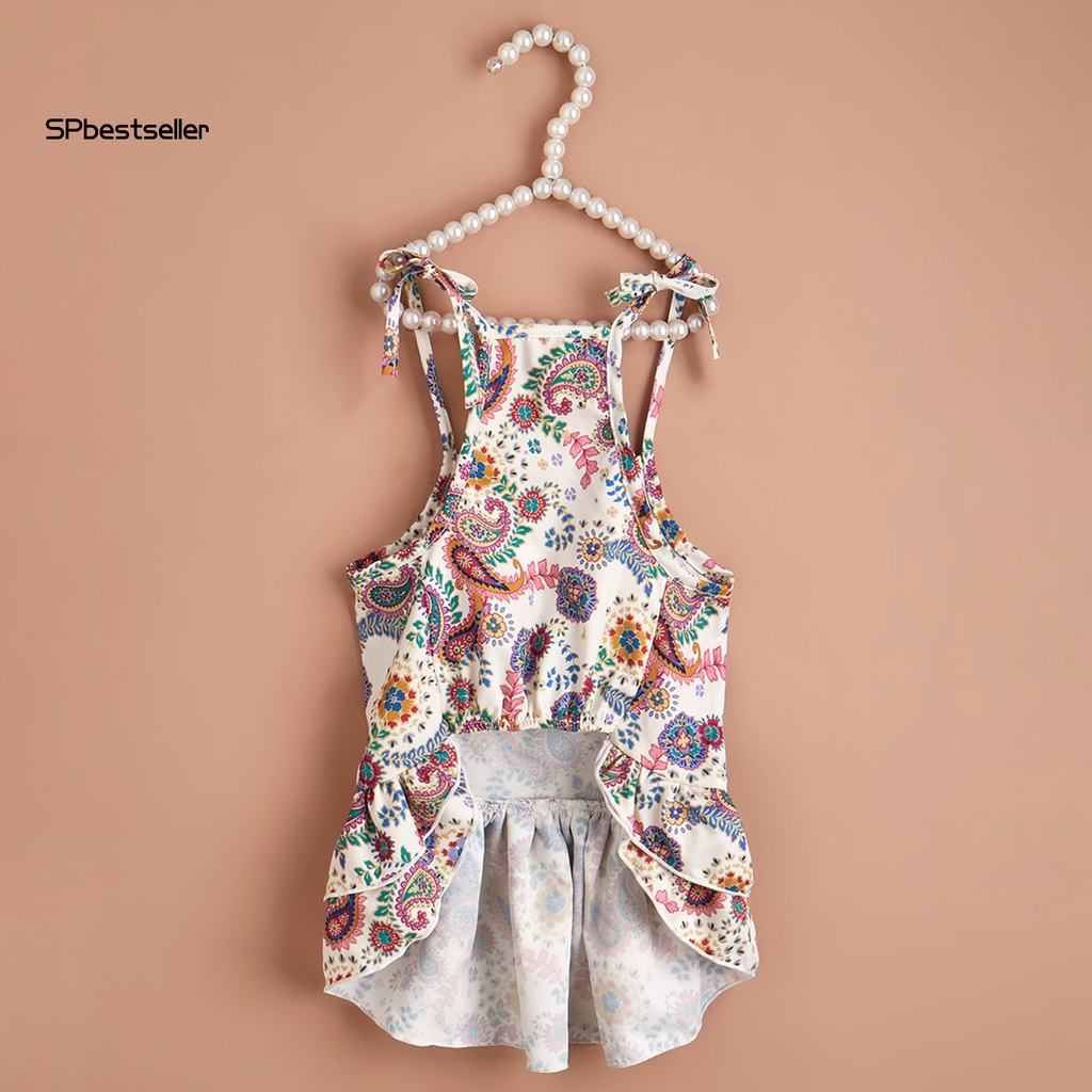 Đầm Không Tay Viền Bèo Mềm Mại Co Giãn Phong Cách Dân Tộc Cho Cún Cưng Đi Dạo