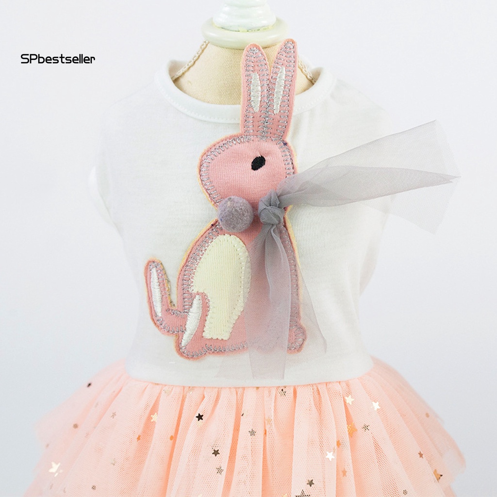 Đầm Cotton Mềm Mại Co Giãn In Họa Tiết Thỏ Ngọt Ngào Cho Cún Cưng