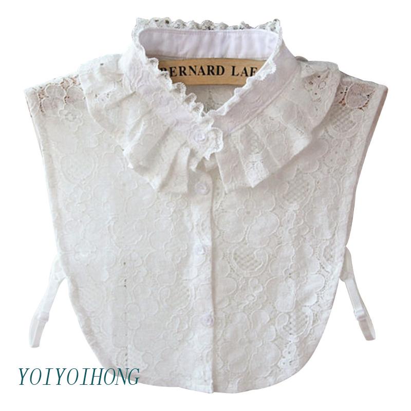 Yoioi Cổ Áo Sơ Mi Choker Ren Màu Trơn Có Thể Tháo Rời Cho Nữ