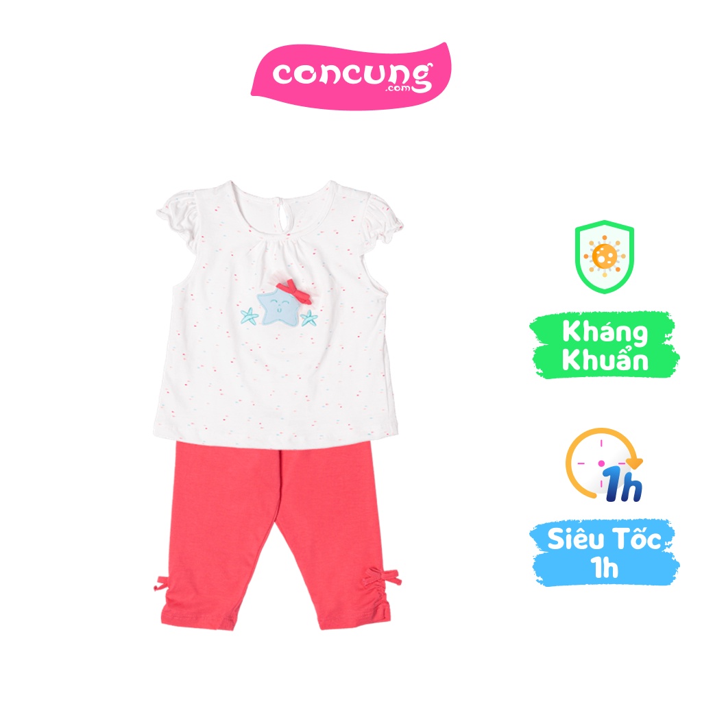 Bộ bé gái dài Cá sao biển Animo CL822045 (18-24M,Trắng)