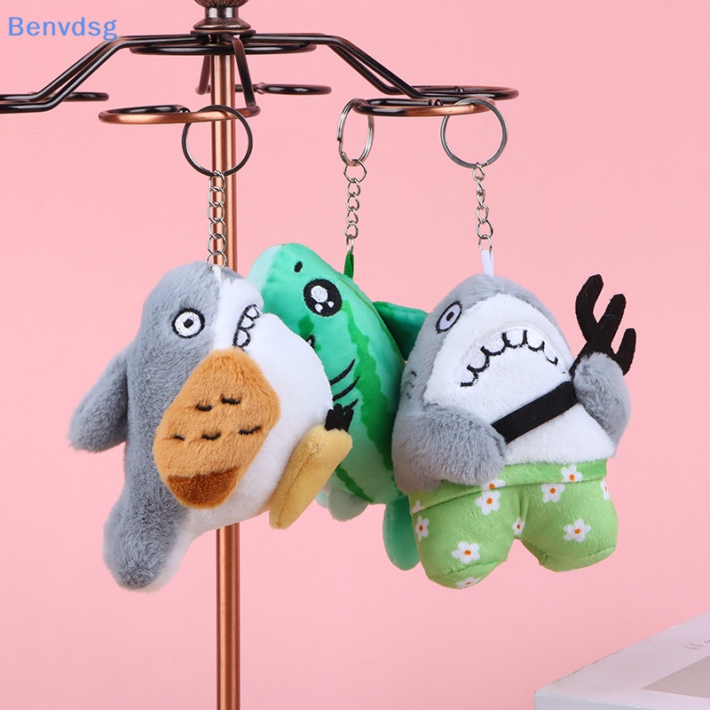Đồ chơi nhồi bông Hình Cá Mập Hoạt Hình Vui Nhộn Trang Trí Móc Khóa / Ba Lô / Móc Khóa Xe Hơi