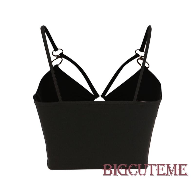 [] - Áo Hai Dây Cổ Chữ V Dáng Ôm Không Tay Thời Trang Mùa Hè Màu Đen Dành Cho Bạn Nữ Mặc Trong Các Bữa