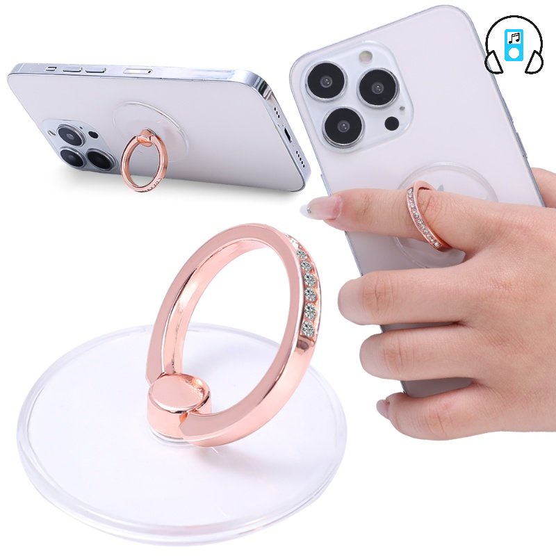 Nhẫn Đỡ Điện Thoại Trong Suốt Xoay 360 Độ ° Giá Đỡ Điện Thoại Dạng Xoay Bằng Kim Loại Tiện Dụng