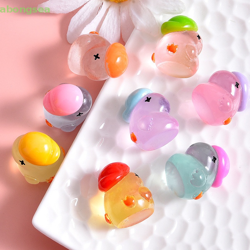 Bộ 5 Kẹp Tóc Hình Vịt Dạ Quang Bằng Nhựa Resin Trang Trí Sổ Tay DIY