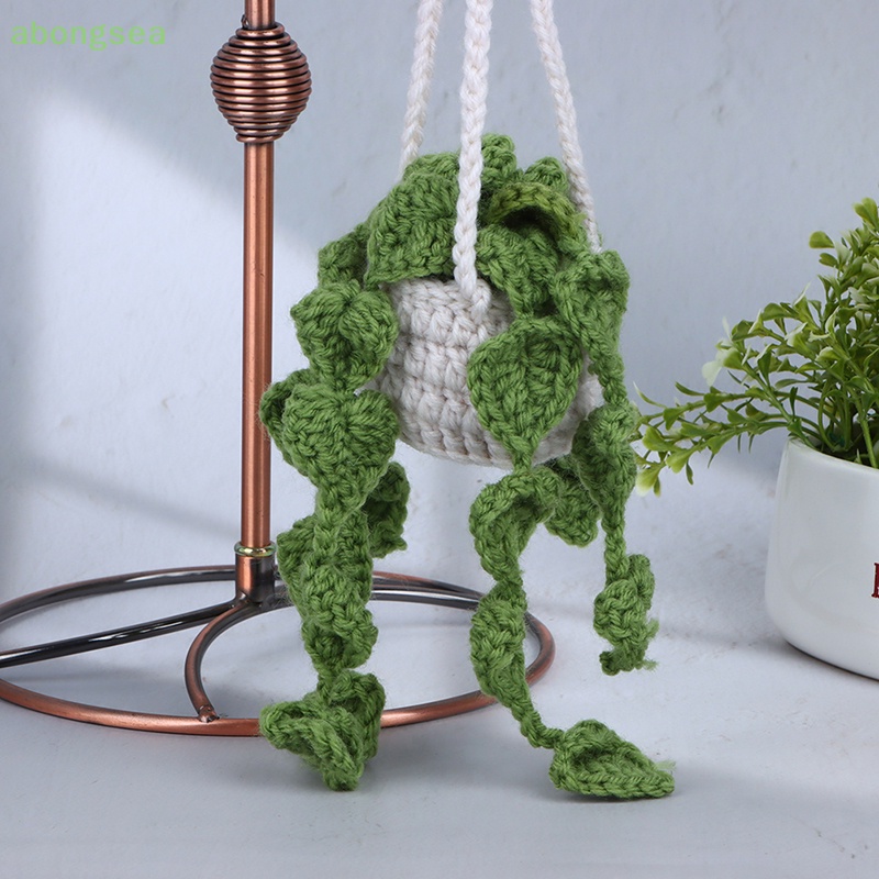 1 Cây Cảnh Giả Đan Móc Thủ Công Dễ Thương Dùng Trang Trí Xe Hơi