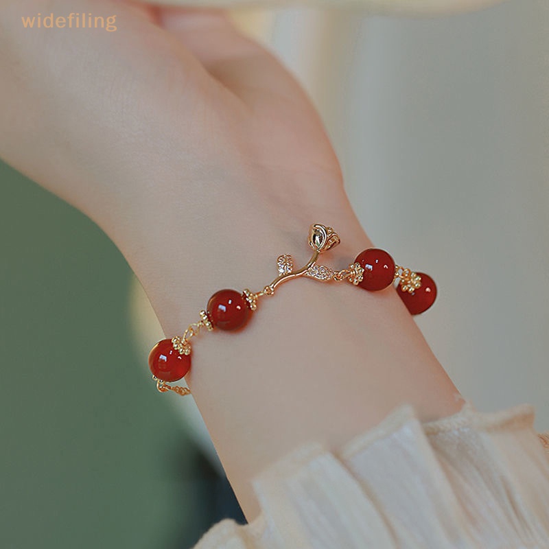 Vòng Tay Chuỗi Hạt Đá Mã Não Tự Nhiên Màu Vàng Hồng / Đỏ Tùy Chỉnh Thời Trang Sang Trọng Cho Nữ