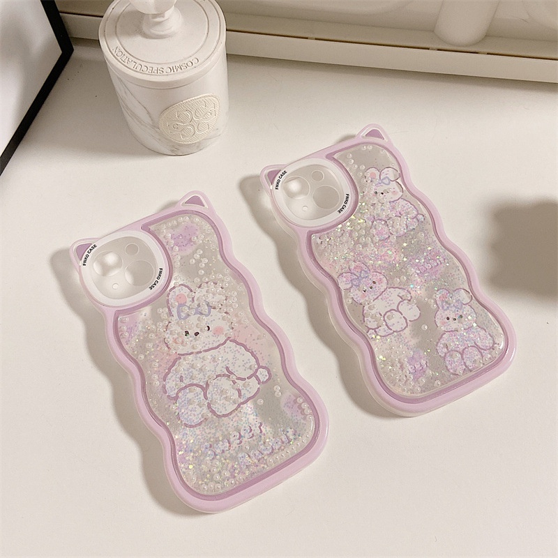 Ốp Điện Thoại Cát Chảy Hình Thỏ Nơ Cho IPhone 12 11ProMax XR Apple 13 Xs 11