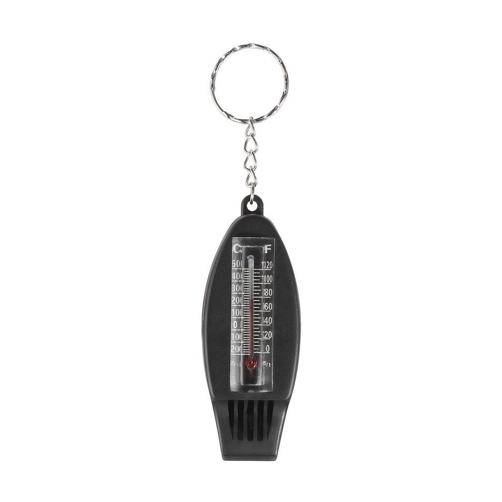 Portable Size Black 4In1 Mini Tool Thermometer Whistle Compass Free Shipping [Q/12]