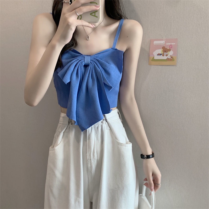 AOFEIQIKE  Áo Tank Top Sát Nách Phối Nơ Thiết Kế Mới Thời Trang Dành Cho Mùa Hè