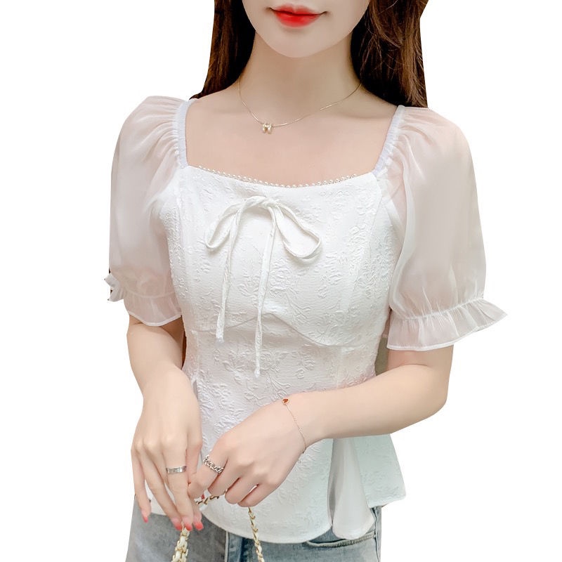 Áo Sơ Mi Chiffon Tay Ngắn Thời Trang Mùa Hè 2023 Phong Cách Mới Cho Nữ