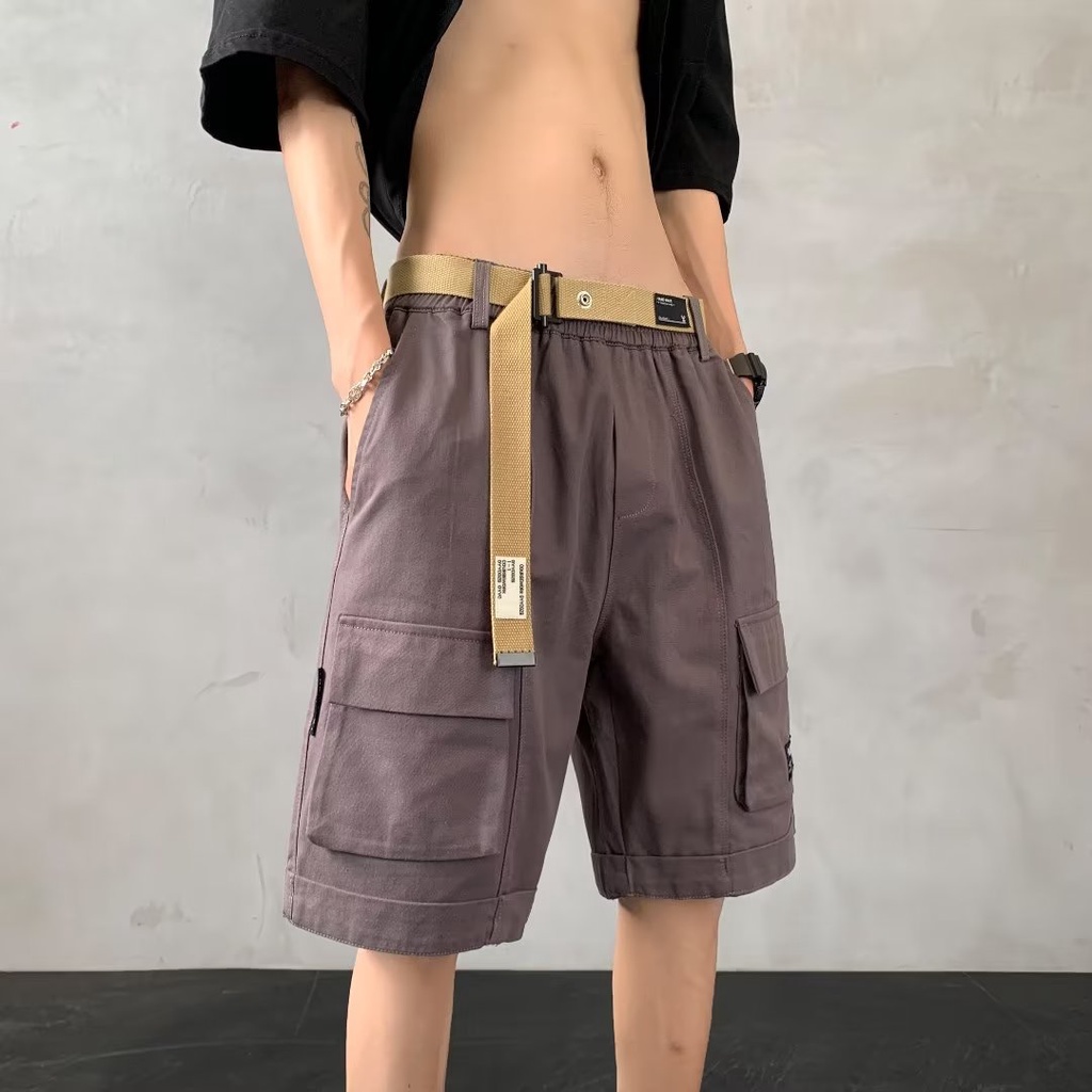 Quần Short Dáng Rộng Phối Nhiều Túi Thời Trang Mùa Hè Nhật Bản Cá Tính Cho Nam