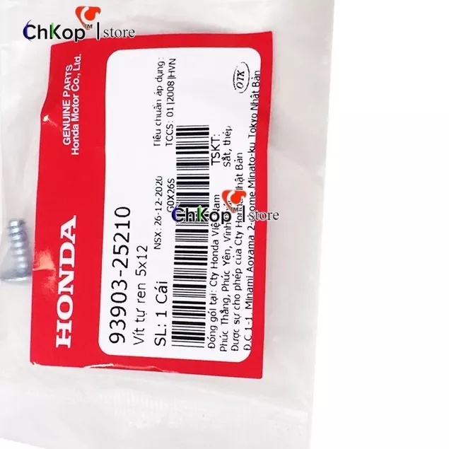 Vít tự ren HONDA 5x12 gắn dàn áo xe dream, wave, fueture dùng chung nhiều xe 9390325210Chi Tiết ốc Dream Honda Giá Gốc