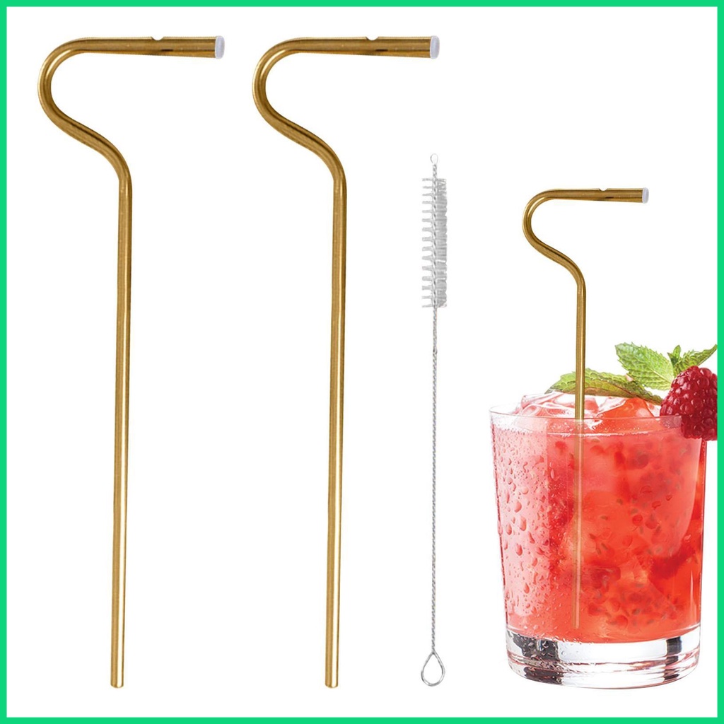 Ống Hút Cong Bằng Thép Không Gỉ Chống Nhăn Bền Bỉ Có Thể Tái Sử Dụng Cho Cốc Nước jiwvn