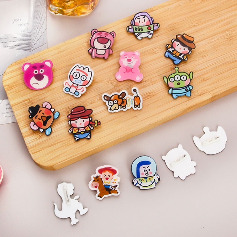 Huy Hiệu Cài Áo Hình Gấu Dâu Hoạt Hình Ba Mắt Quái Vật Bằng acrylic