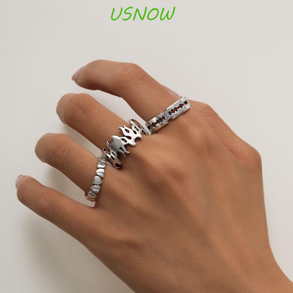 Bộ Nhẫn Hình Trái Tim Rỗng Kiểu Hình Học Đơn Giản Có Thể Điều Chỉnh Cho Nam Nữ