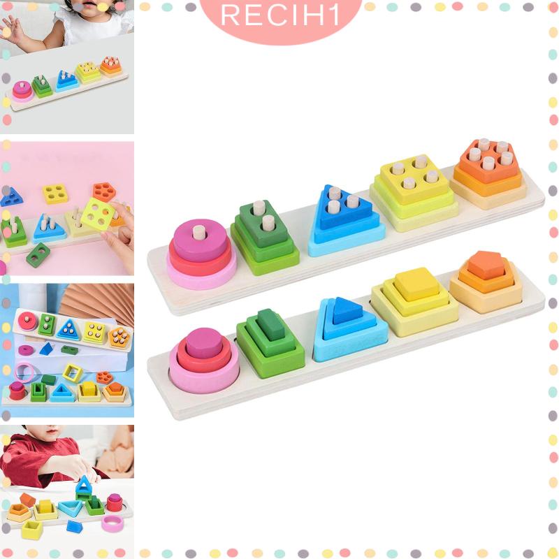 [Recih] Đồ Chơi Khối Xếp Chồng Lên Nhau Nhận Diện Màu Sắc Giáo Dục Sớm Cho Bé