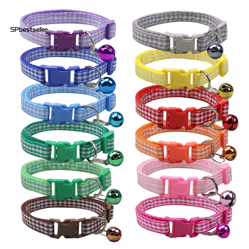 Vòng Đeo Cổ Họa Tiết Kẻ Ô Nhiều Màu Sắc Có Chuông Dành Cho Thú Cưng