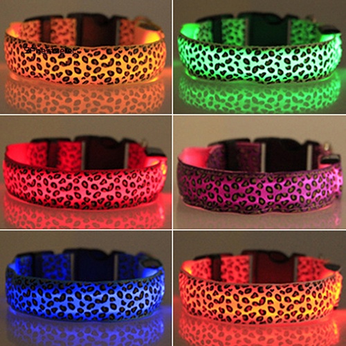 Vòng Cổ Họa Tiết Da Báo Có Đèn LED Cho Thú Cưng