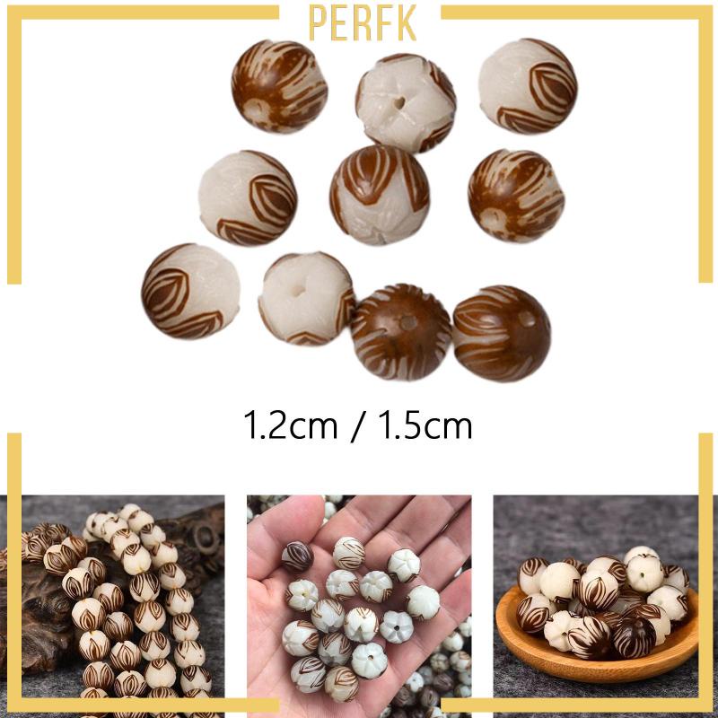 Set 10 Hạt Gỗ Chạm Khắc Làm Móc Khóa / Vòng Hoa / Đồ Trang Sức