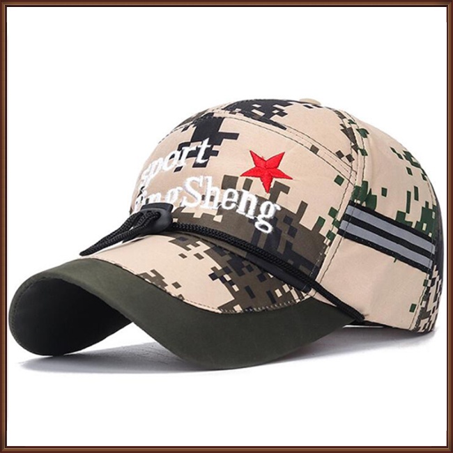 Mũ Lưỡi Trai Chống Nắng / Gió Thêu Hoạ Tiết Ngôi Sao Phối Dây Thừng Thời Trang Cho Nam Giớ