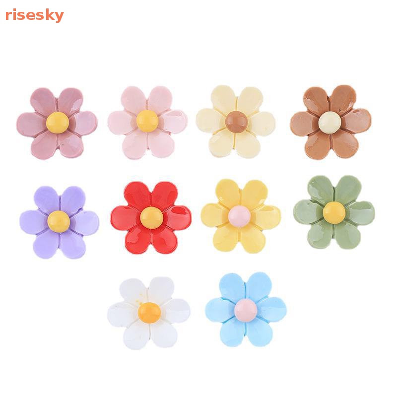 [risesky] Set 10 Phụ Kiện Kẹp Tóc / Điện Thoại Hình Hoa Tươi Sáng DIY