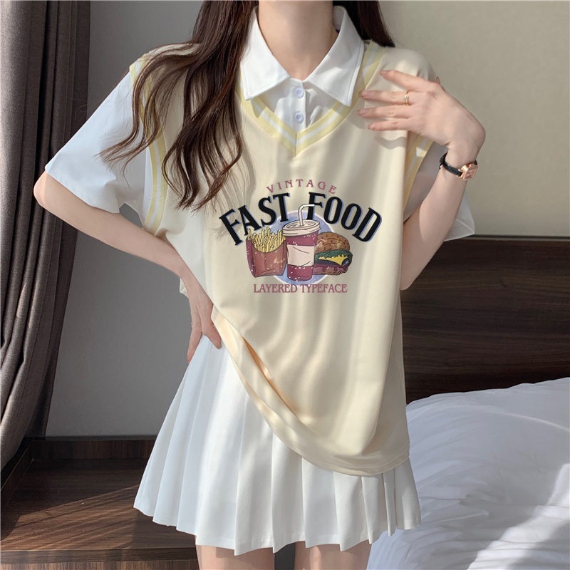 Áo Thun polo Giả Hai Lớp Màu Sắc Thời Trang Mùa Hè