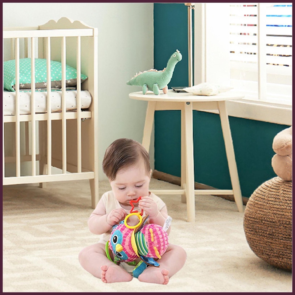 Đồ Chơi Nhồi Bông Mềm Mại Hình Chim Cú Nhiều Màu Có Âm Thanh Phát Triển Răng Cho Bé