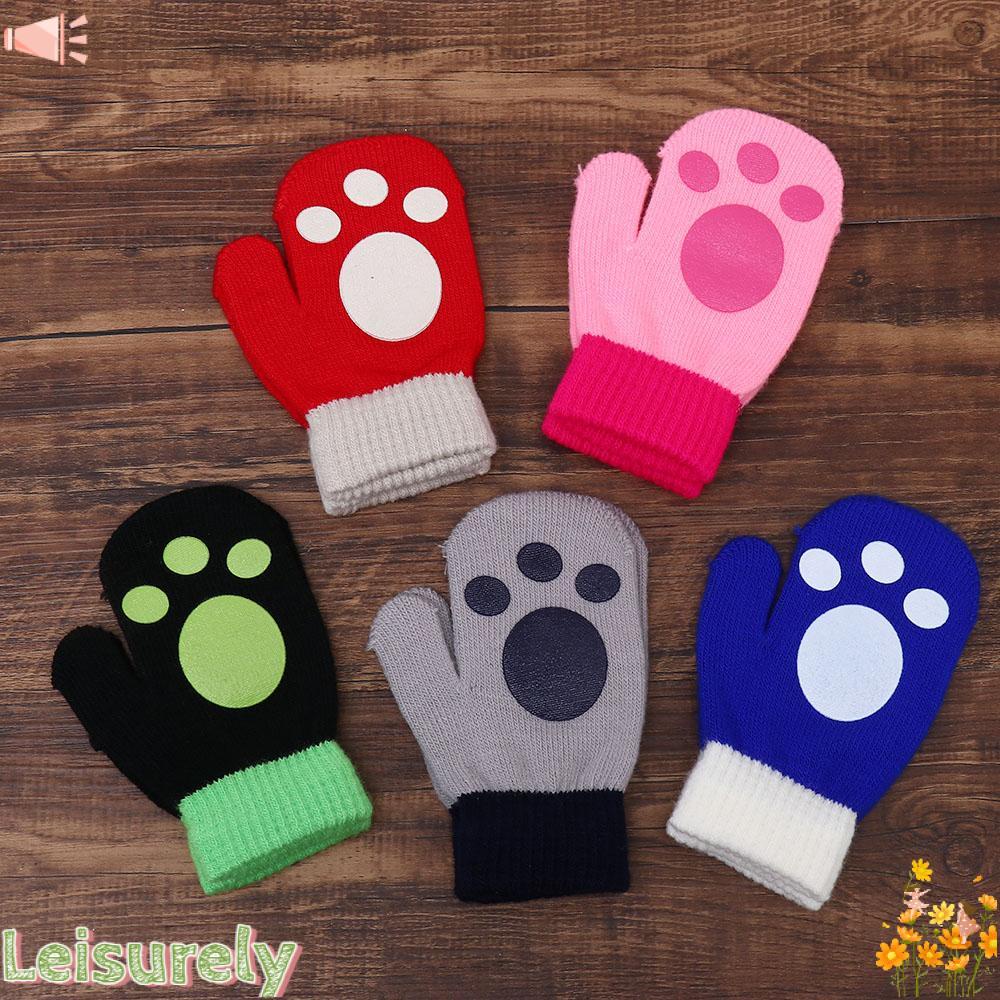Găng Tay Len Dày Dặn Giữ Ấm Màu Sắc Ngọt Ngào Cho Bé 1-4 Tuổi
