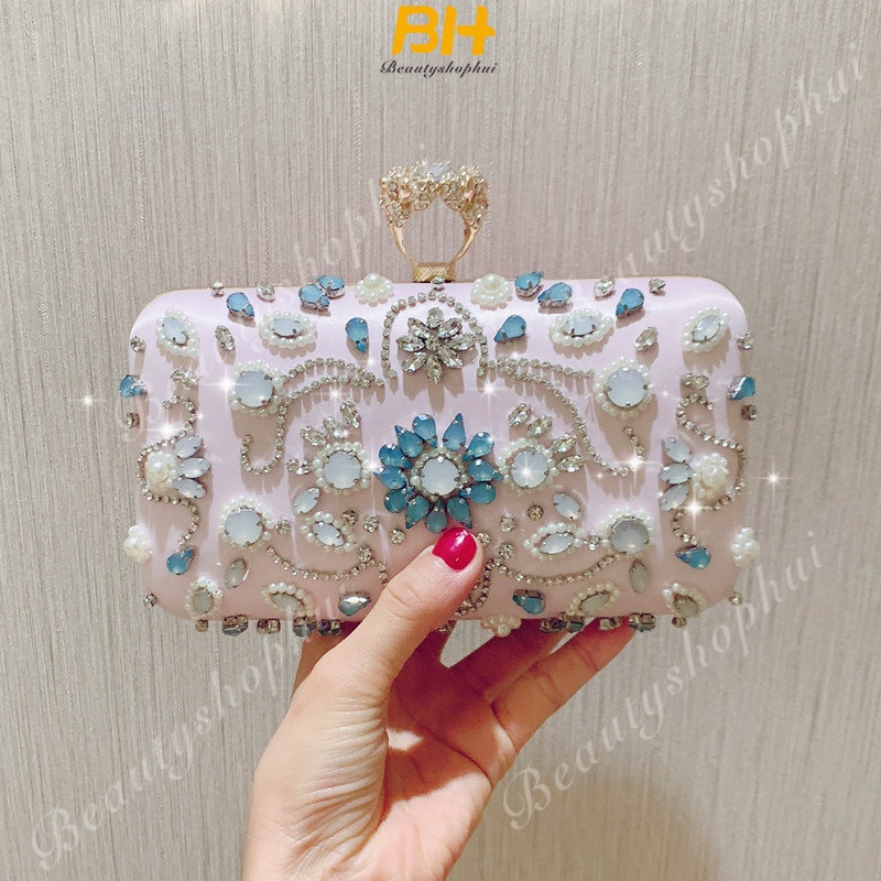 Túi Đeo Chéo Đính Đá Phối Dây Xích Thời Trang Mới 2023 Sang Trọng Cho Nữ