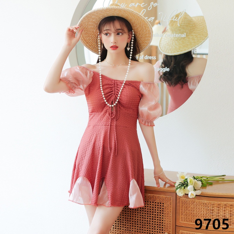 Đồ Bơi Một Mảnh Lưng Cao Thời Trang Mùa Hè Hàn Quốc Cho Nữ
