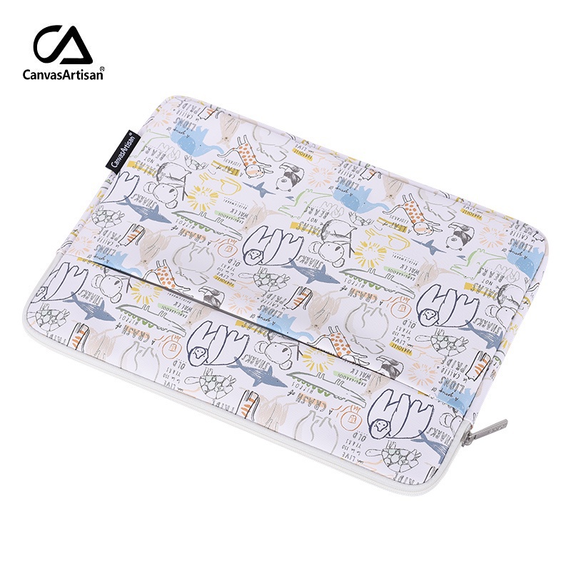 Túi Da Canvas Đựng Laptop Chống Thấm Nước Họa Tiết Hoạt Hình Graffiti 11 / 12 / 13 / 14 / 15 inch