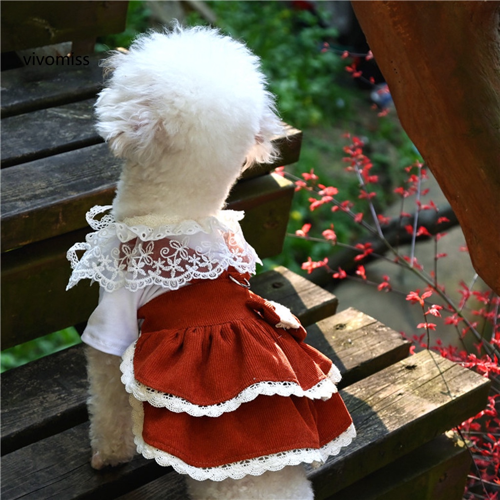 Đầm Liền Thân Vải Nhung Không Dính Kèm Vòng Chữ D Trang Trí Cho Thú Cưng