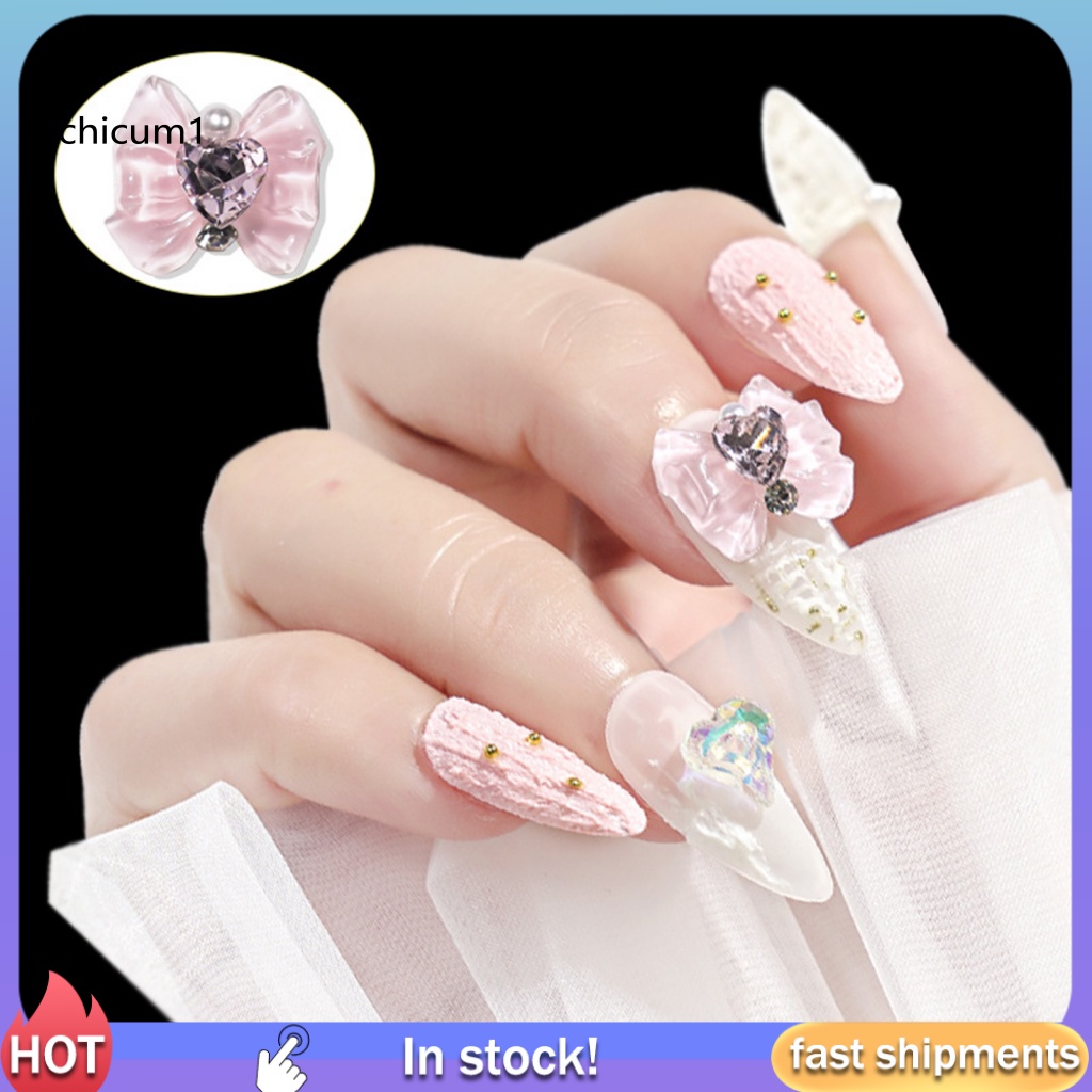 Set 5 Phụ Kiện Nơ 3D Lấp Lánh Trang Trí Móng Tay Nghệ Thuật