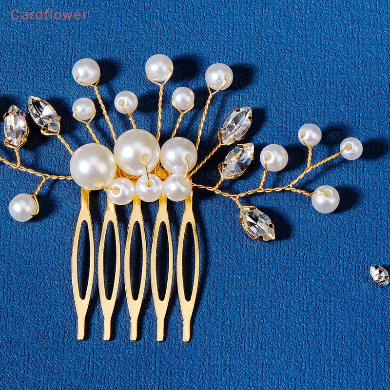 Lược Cài Tóc Hình Hoa Lá Đính Ngọc Trai Giả Cho Cô Dâu Ngày Cưới Mới