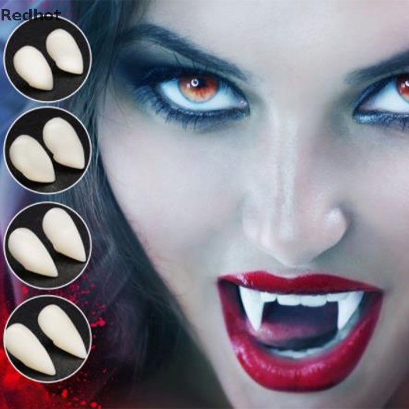 1 Cặp Răng Ma Cà Rồng Giả 11MM Tự Dính Trang Trí Tiệc Halloween