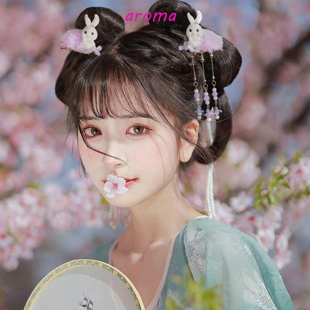 Kẹp Tóc Đính Bóng Lông Thỏ Thời Trang Ngọt Ngào Cho Nữ