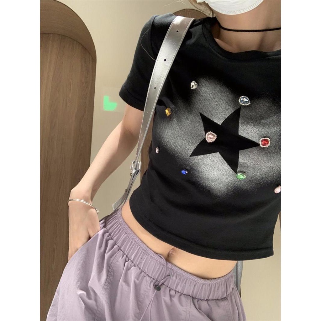 Áo Thun Ngắn Tay Trễ Vai Thời Trang Mùa Hè Pháp