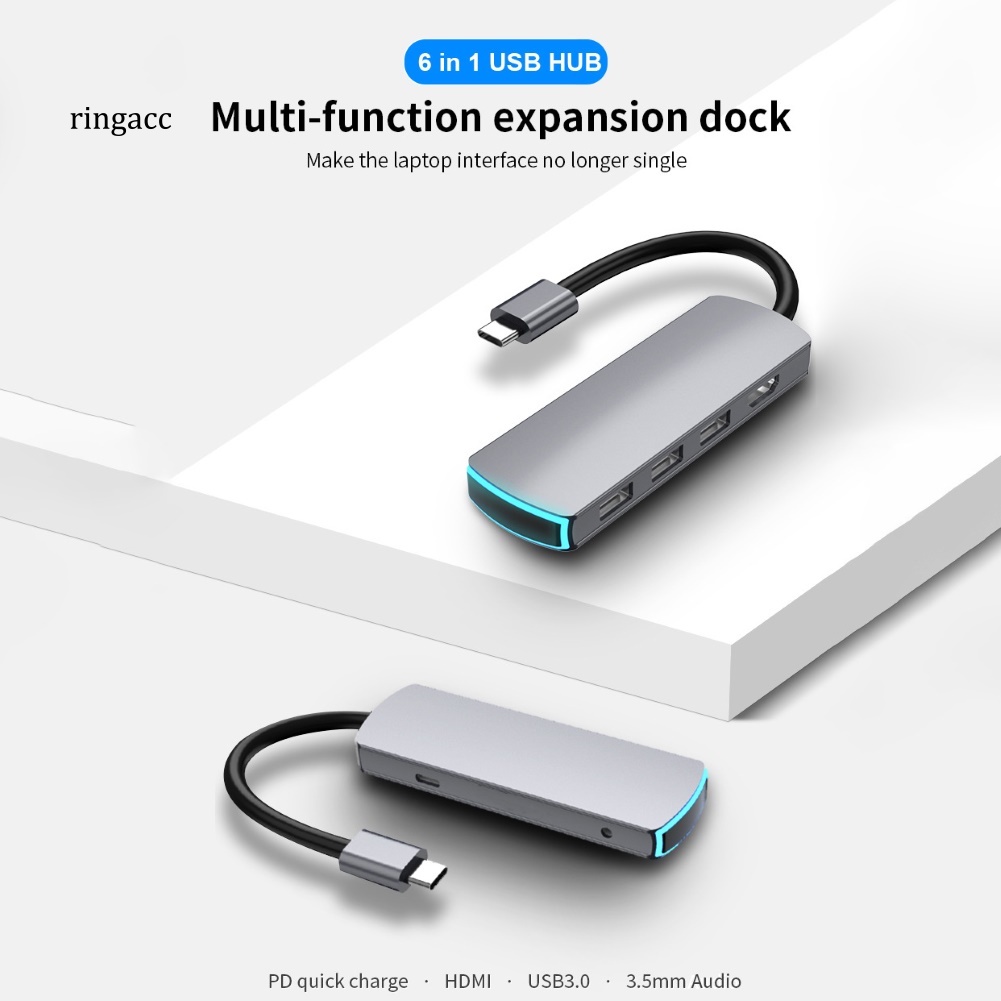 Bộ Chia Nhiều Cổng Type-C Sang 4K HDMI USB 3.0 PD Cho MacBook Air