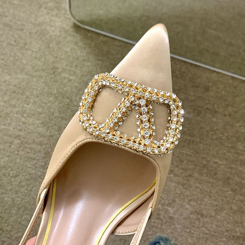 Giày Cao Gót Mũi Nhọn Đính Đá Thời Trang Cho Nữ